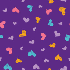 Romantic seamless pattern with hearts shape on a white background.
Vector seamless background for Valentines day, fabric fills, and scrapbook. Surface pattern design 