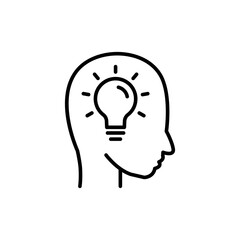 Head line icon with light bulb. Concept of new idea. Idea generation process. simple design editable. Design template vector