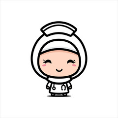 cute girl character design wearing a veil as a doctor