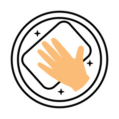 cleaning surfaces sticker half line style icon vector illustration design