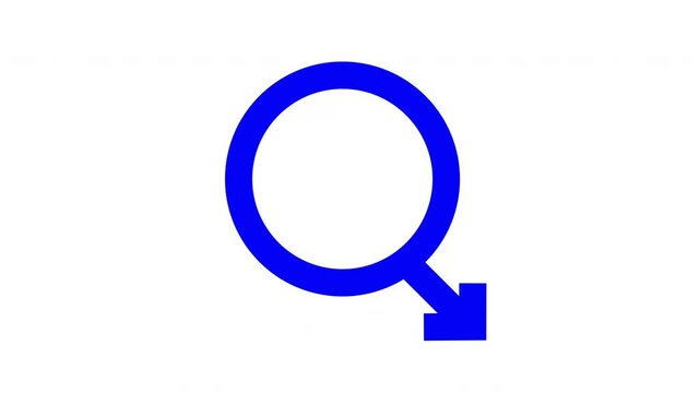Male Sex Symbol Rotating Animation on White Background