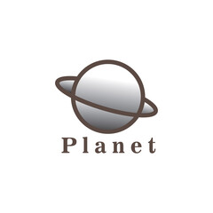 planet logo illustration color outline design vector icon