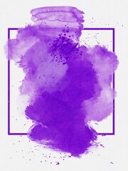Purple Isolated Brush Stroke Decoration Poster. Hand Drawing Watercolour Illustration for Scrapbooking, Card or Banner. Bright Colorful Background
