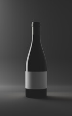 Wine Bottle on black background.