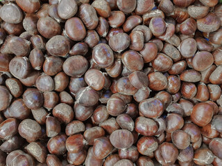 raw chestnuts at the market