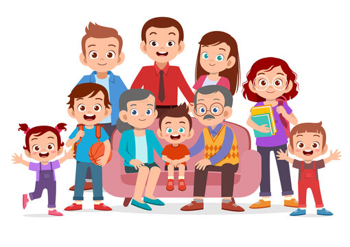 big family together vector illustration