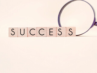 Inspirational and motivational concept - SUCCESS word on wooden blocks background. Stock photo.