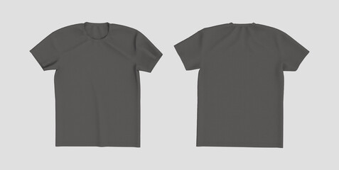 men's short-sleeve t-shirt mockup in front, and back views, design presentation for print, 3d illustration, 3d rendering