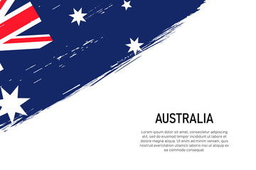 Grunge styled brush stroke background with flag of Australia