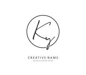 KY Initial letter handwriting and signature logo. A concept handwriting initial logo with template element.
