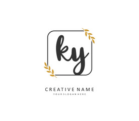 KY Initial letter handwriting and signature logo. A concept handwriting initial logo with template element.