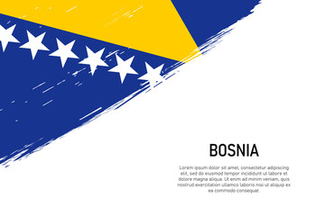 Grunge styled brush stroke background with flag of Bosnia