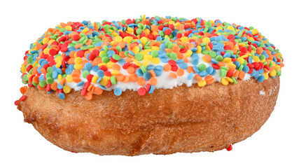 Donut in a multicolored confectionery dressing isolated