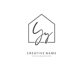 YY Initial letter handwriting and signature logo. A concept handwriting initial logo with template element.
