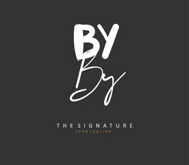 BY Initial letter handwriting and signature logo. A concept handwriting initial logo with template element.
