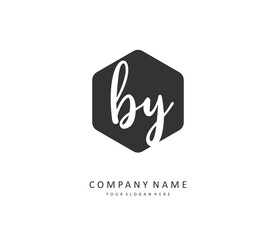BY Initial letter handwriting and signature logo. A concept handwriting initial logo with template element.
