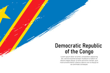 Grunge styled brush stroke background with flag of Democratic Republic Congo