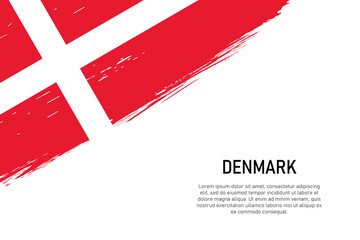 Grunge styled brush stroke background with flag of Denmark