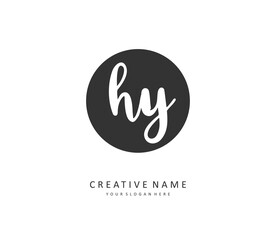 HY Initial letter handwriting and signature logo. A concept handwriting initial logo with template element.