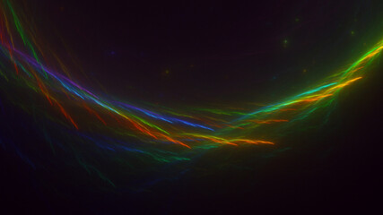 3D rendering abstract multicolor fractal light background