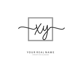 XY Initial letter handwriting and signature logo. A concept handwriting initial logo with template element.