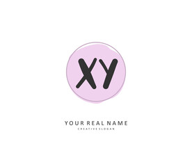 XY Initial letter handwriting and signature logo. A concept handwriting initial logo with template element.