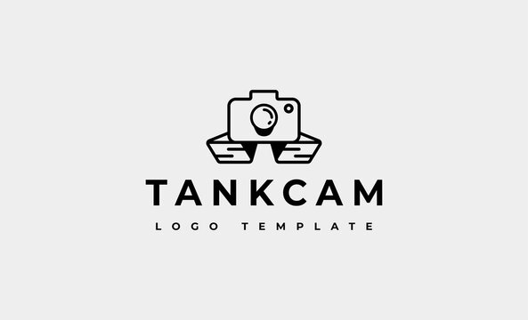camera military tank logo design vector illustration