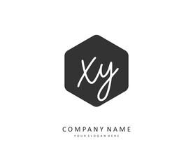 XY Initial letter handwriting and signature logo. A concept handwriting initial logo with template element.