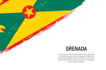 Grunge styled brush stroke background with flag of Grenada