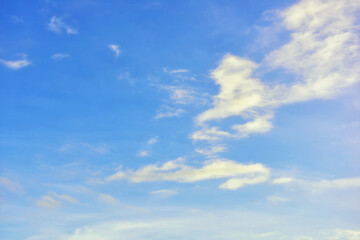 Beautiful blue sky background with fluffy cloud. Natural dream concept and abstract idea