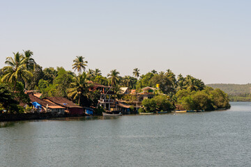 Landscape and Interiors from a boathouse drive in Charpora Goa. Exotic tourism in Goa.