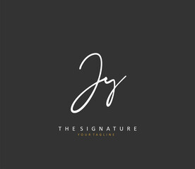 Fototapeta premium JY Initial letter handwriting and signature logo. A concept handwriting initial logo with template element.