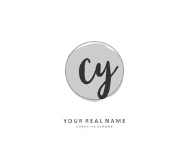 CY Initial letter handwriting and signature logo. A concept handwriting initial logo with template element.