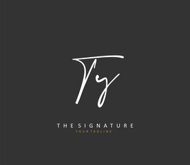 TY Initial letter handwriting and signature logo. A concept handwriting initial logo with template element.