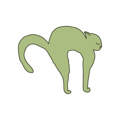 Cosy hand drawn cat. Vector illustration. Editable lines. Colored with outlines.