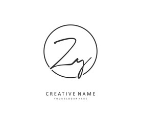 ZY Initial letter handwriting and signature logo. A concept handwriting initial logo with template element.