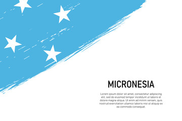Grunge styled brush stroke background with flag of Micronesia