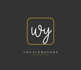 WY Initial letter handwriting and signature logo. A concept handwriting initial logo with template element.