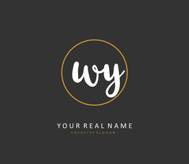 WY Initial letter handwriting and signature logo. A concept handwriting initial logo with template element.