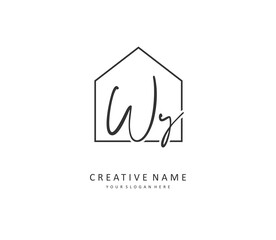 WY Initial letter handwriting and signature logo. A concept handwriting initial logo with template element.