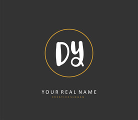 DY Initial letter handwriting and signature logo. A concept handwriting initial logo with template element.