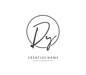 DY Initial letter handwriting and signature logo. A concept handwriting initial logo with template element.
