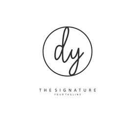 DY Initial letter handwriting and signature logo. A concept handwriting initial logo with template element.
