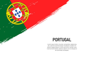 Grunge styled brush stroke background with flag of Portugal