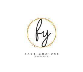 FY Initial letter handwriting and signature logo. A concept handwriting initial logo with template element.