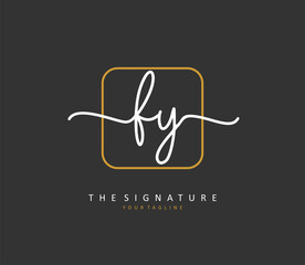 FY Initial letter handwriting and signature logo. A concept handwriting initial logo with template element.