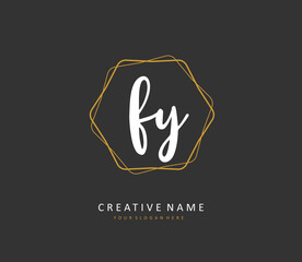 FY Initial letter handwriting and signature logo. A concept handwriting initial logo with template element.