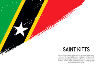 Grunge styled brush stroke background with flag of Saint Kitts