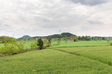 china rural landscape with blue sky