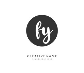 FY Initial letter handwriting and signature logo. A concept handwriting initial logo with template element.